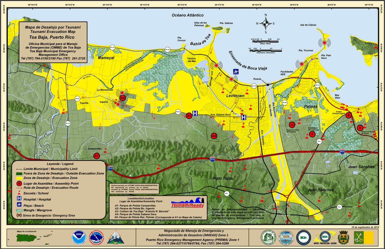 Mapa de desalojo de Toa Baja