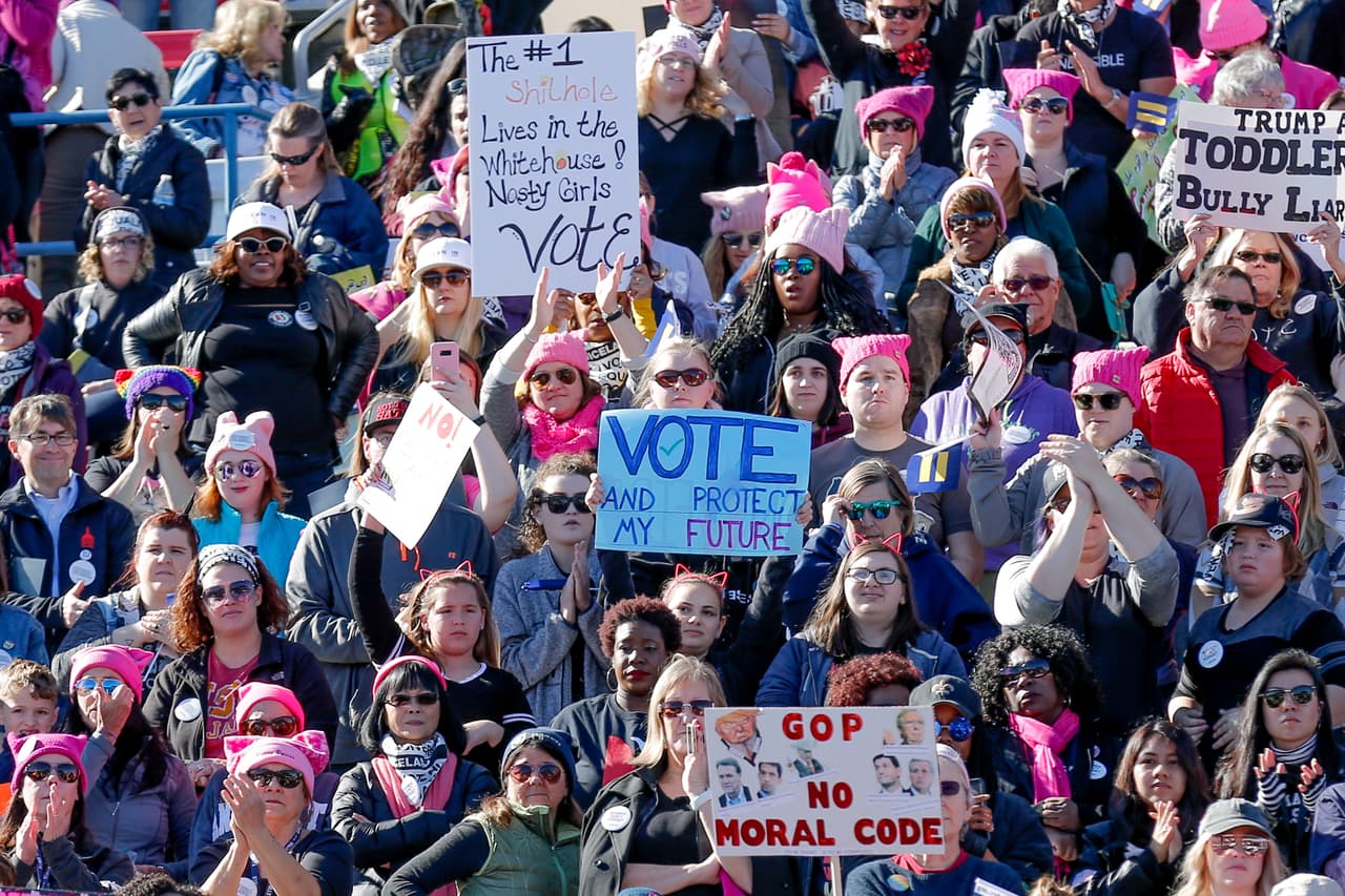 Scenes from the "Power to the Polls" Women's March rally in Las Vegas.