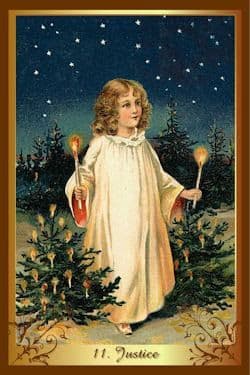 Todos los arcanos están representados por imágenes navideñas, como pequeños niños rodeados de nieve y arbolitos de Navidad, con mucho color y detalles artísticos, en representaciones al parecer retomadas de ilustraciones de tarjetas navideñas de la era victoriana.