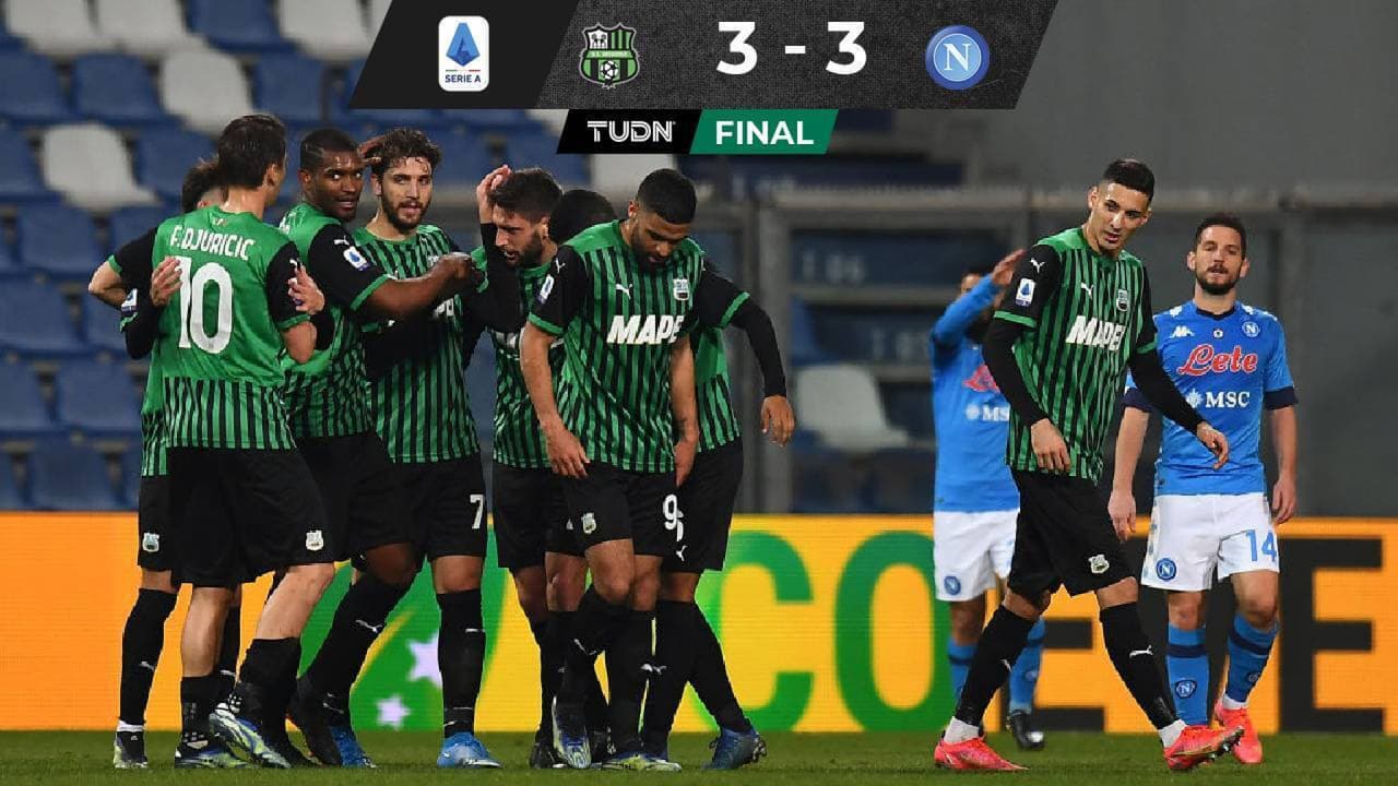En un final de locos, el Sassuolo le arrebató el triunfo a Napoli