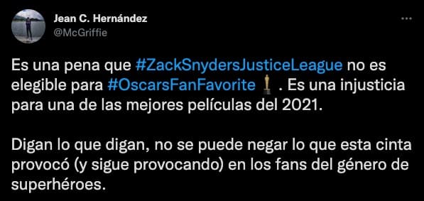 Fans de 'Spider-Man' y 'Justice League' dicuten en redes por un Oscar