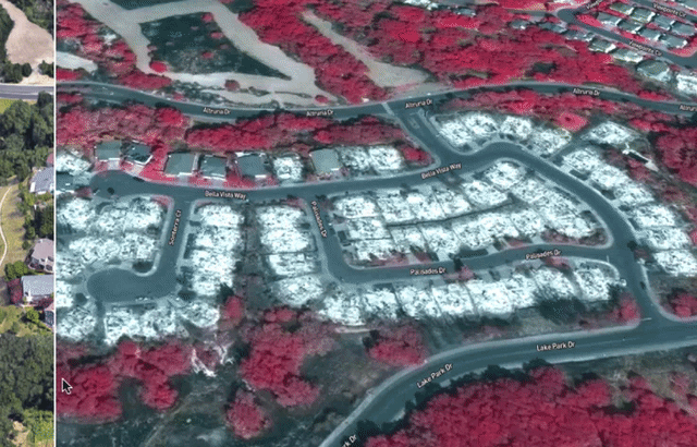 Fotografías satelitales interactivas: el antes y después de la ciudad más afectada por los incendios que devastan el norte de California 
