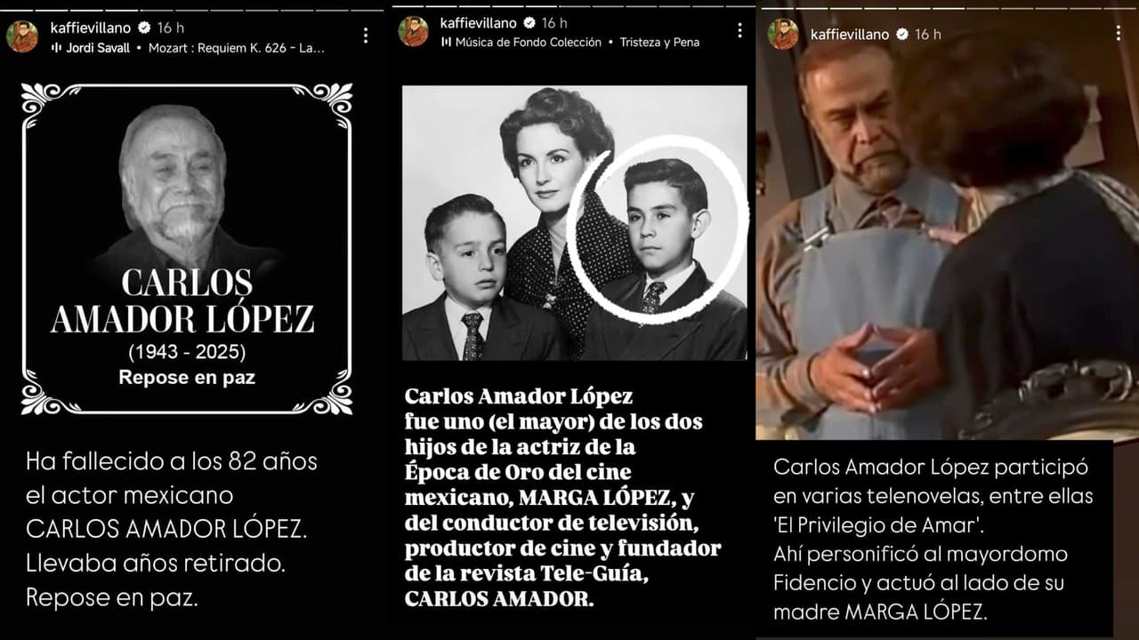 Álex Kaffie compartió la noticia del fallecimiento del actor Carlos Amador López, hijo de Marga López.