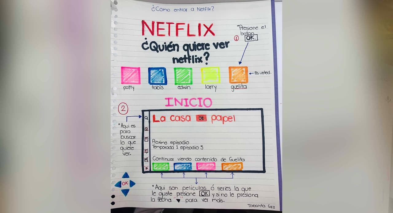 La abuela materna de la joven tiene 73 años, vive en Monterrey, Nuevo León, 
<b><a href="https://www.univision.com/temas/mexico-city">México</a></b> y ella anteriormente le había hecho una guía para que aprendiera a usar 
<b><a href="https://www.univision.com/temas/netflix">Netflix</a></b>.