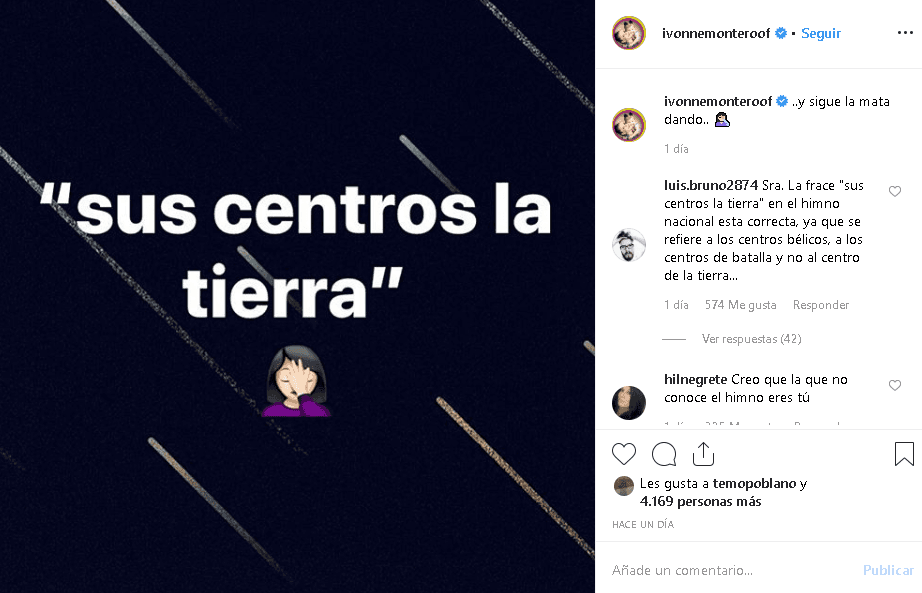 La actriz y cantante 
<b>criticó que Carlos Rivera</b> haya dicho "sus centros la tierra" en una de las estrofas más representativas del himno de México, ya que según ella lo correcto era decir "en su centro la tierra".