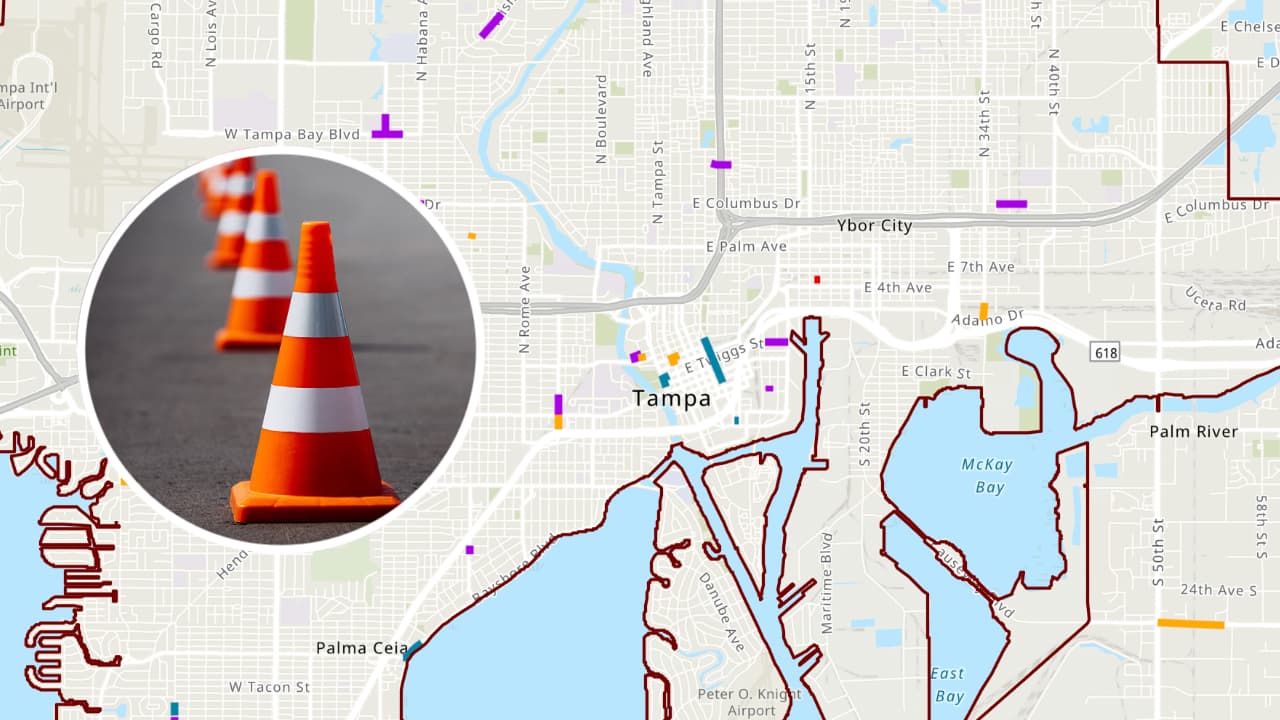 Cierres viales por trabajos en el sistema de agua en Tampa 