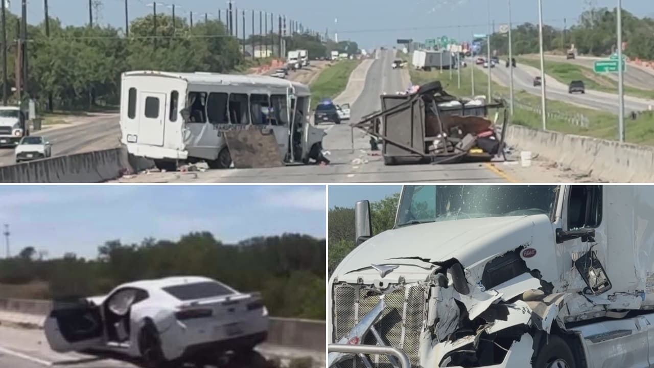 Auto robado choca contra un camión de 18 ruedas y un autobús en la I-35: hay cuatro muertos