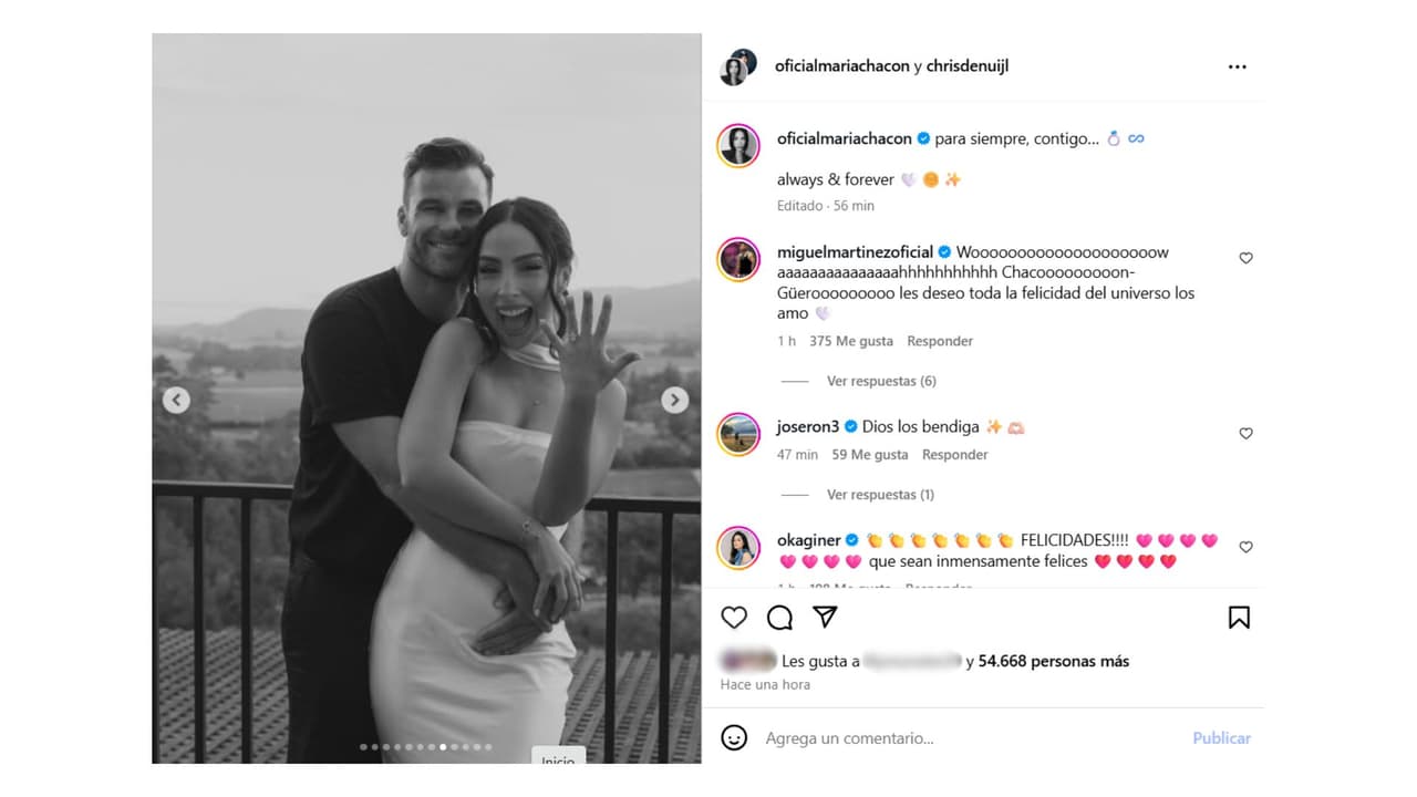 María Chacón se comprometió con su novio Christopher Den Uijil.