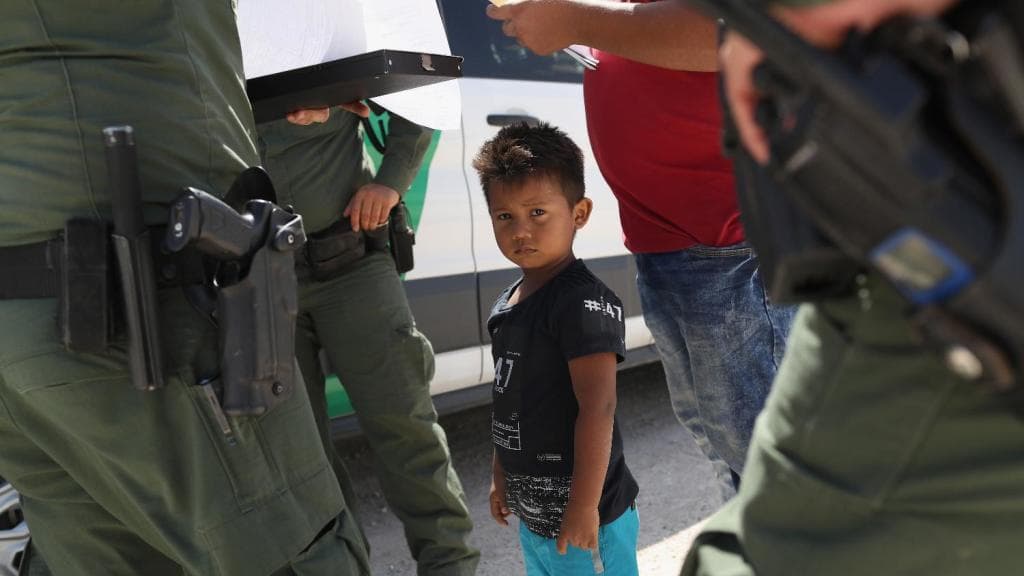 A boy detained at the border near Mission, Arizona.