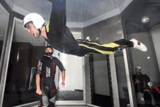 Novak Djokovic en el túnel del viento en Dubai