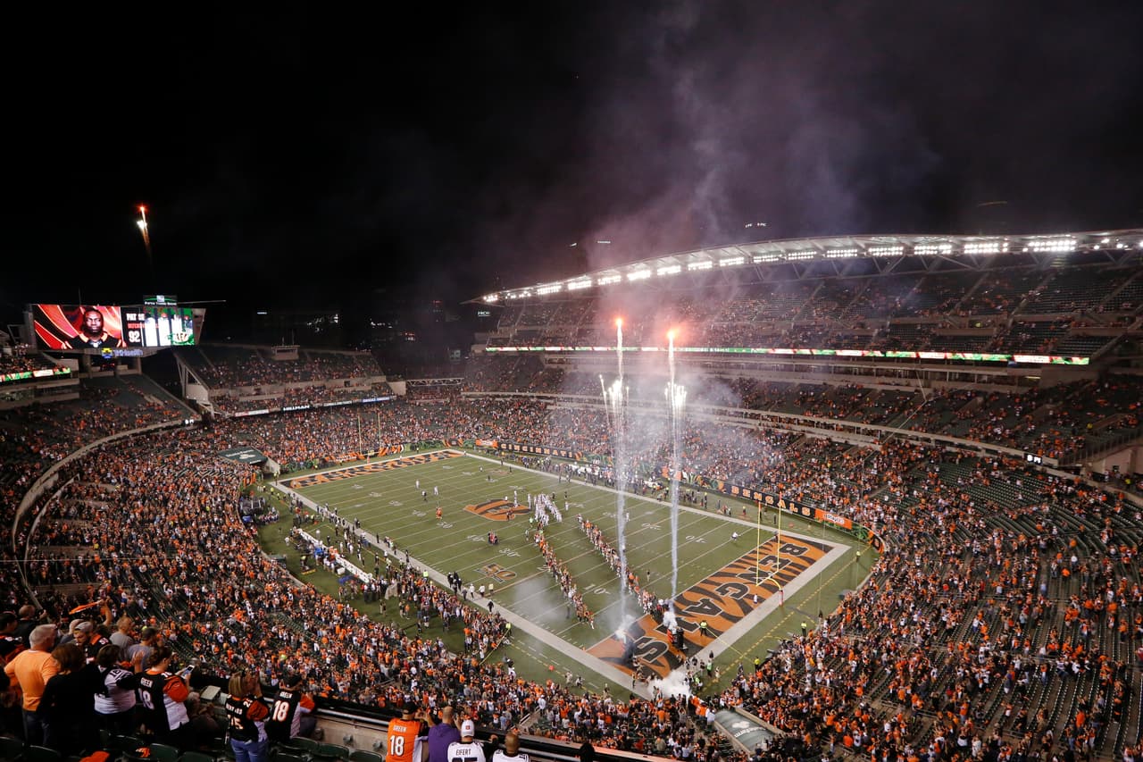 Fans gather before an NFL football game between the Cincinnati Bengals and the Houston Texans at Paul Brown Stadium, Thursday, Sept. 14, 2017, in Cincinnati. (AP Photo/Frank Victores)