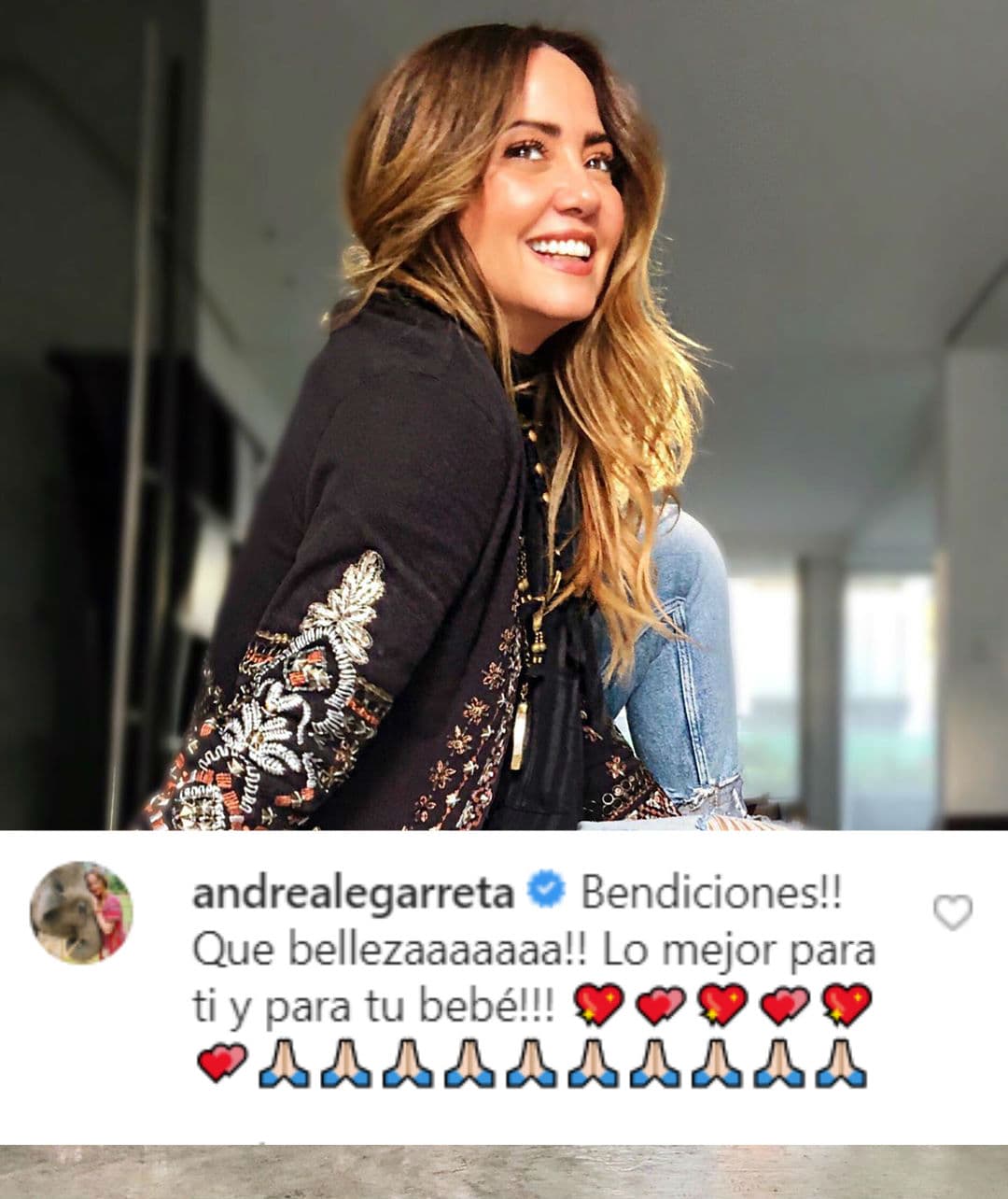 Por su parte, Andrea Legarreta le expresó “lo mejor” para ella y su bebé.