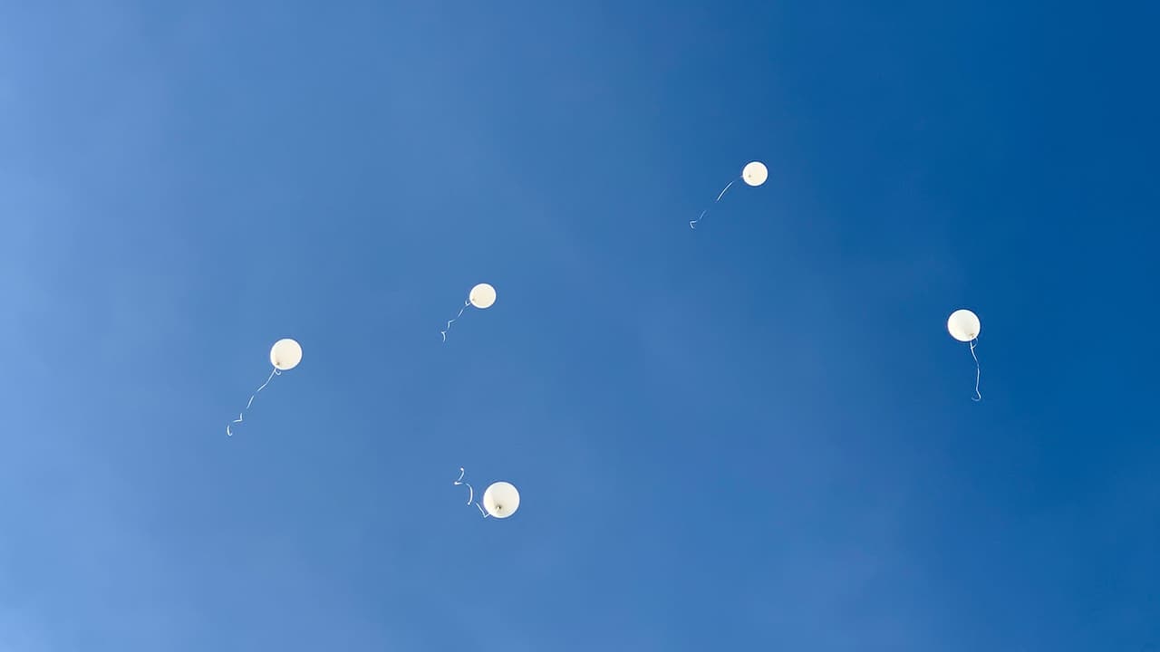Fueron cinco globos en representación de cada uno de los integrantes de la familia.