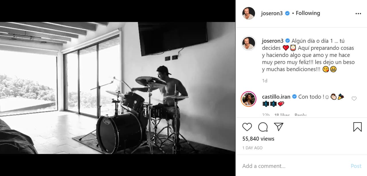 El actor se ha tomado un descanso de los foros y ha retomado una de sus pasiones: 
<b><a href="https://www.univision.com/famosos/una-vez-mas-jose-ron-se-propone-rechazar-proyectos-en-television-para-enfocarse-en-su-carrera-musical-fotos" target="_blank">la música. </a></b>
<br>