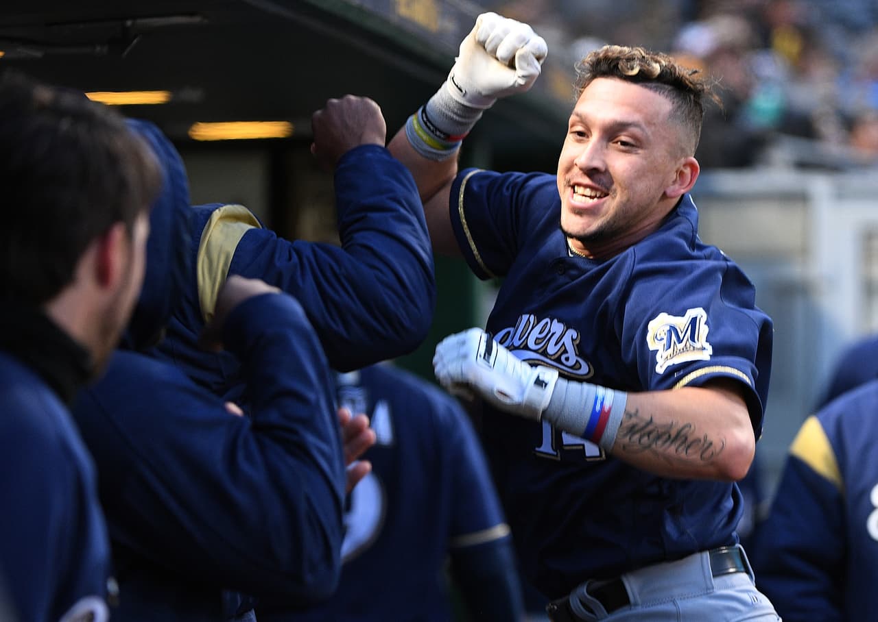 Pérez (der.) tiene 26 años, cinco de ellos de experiencia en las Grandes Ligas, donde el nacido en Aragua (Venezuela) ha tenido buen impacto.