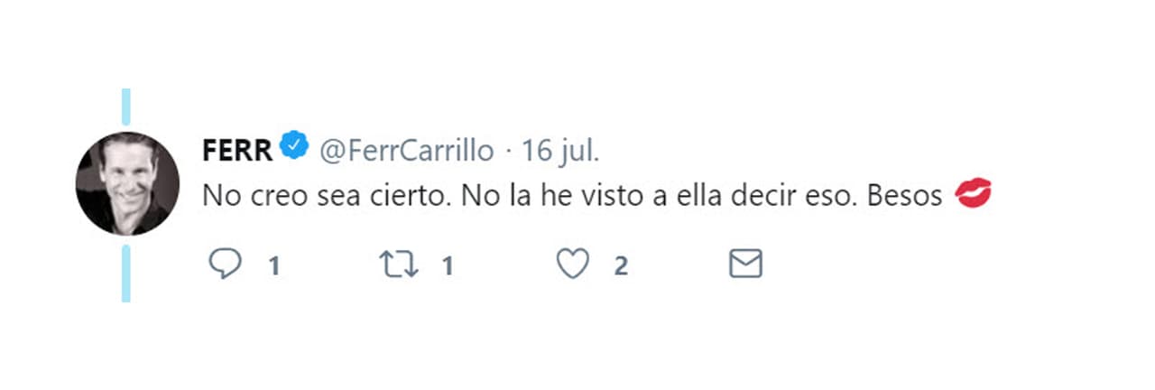 Por un momento, el actor se mostró incrédulo ante lo que dijo la actriz, sin embargo, una usuaria le envió el video para que él mismo lo comprobara.