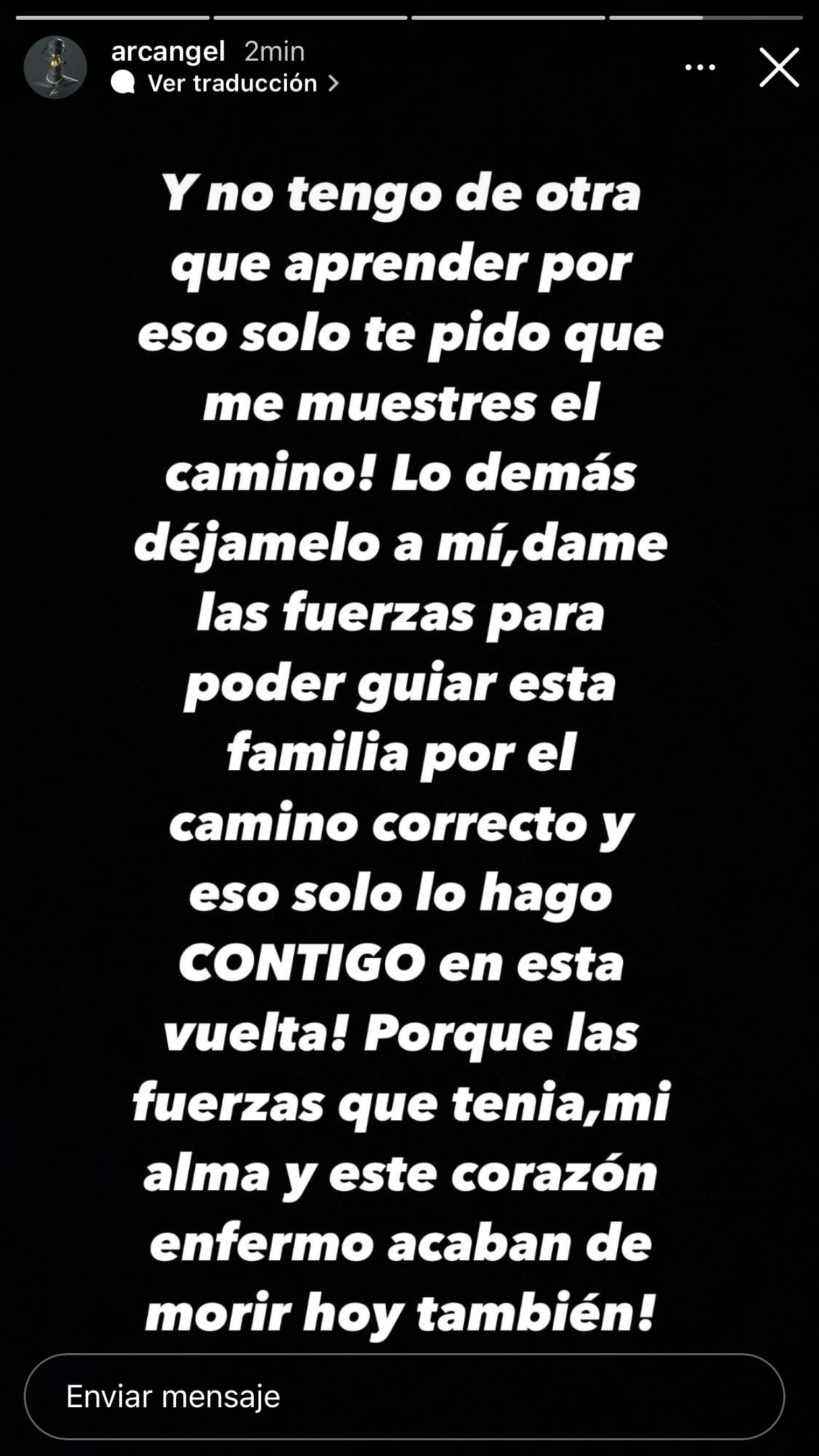 En la parte final, su sentir fue aún más desgarrador: "¡Las fuerzas que tenía, mi alma y este corazón enfermo 
<b>acaban de morir hoy </b>también!".