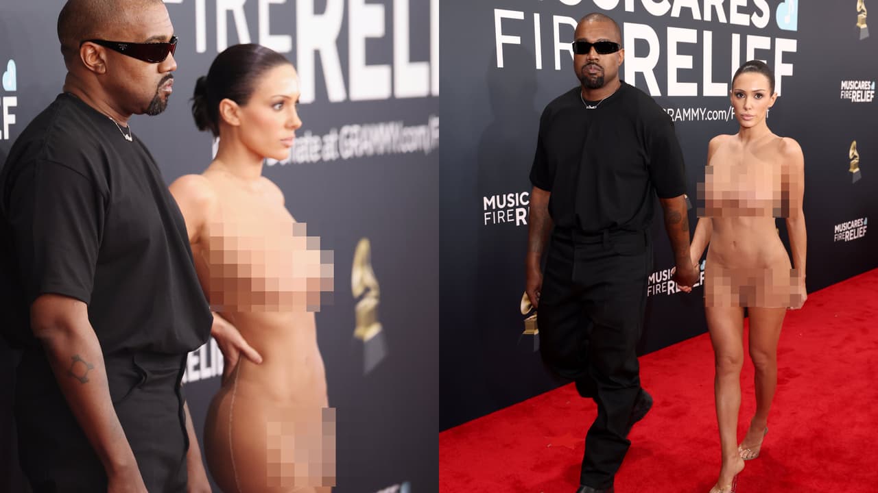 Kanye West y su pareja, Bianca Censori, aparecieron así en los Premios GRAMMY 2025.