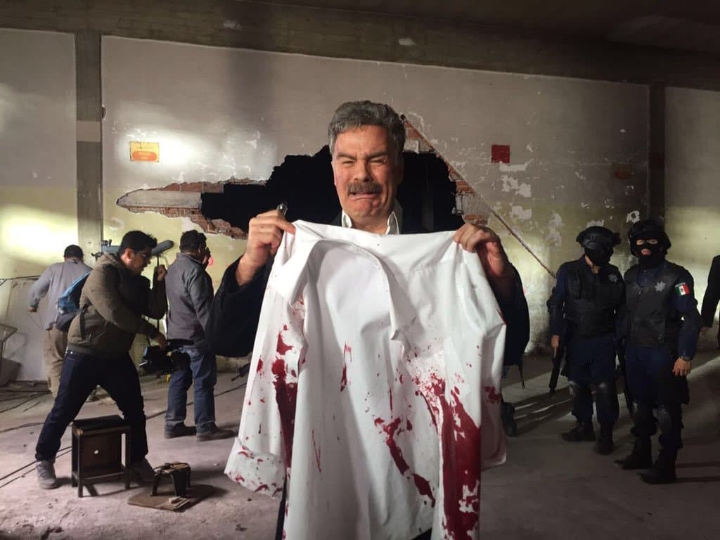 Así terminaba el actor las escenas de su personaje en '
<b><a href="http://www.univision.com/novelas/la-candidata">La Candidata</a></b>', sin duda una historia real y llena de acción.