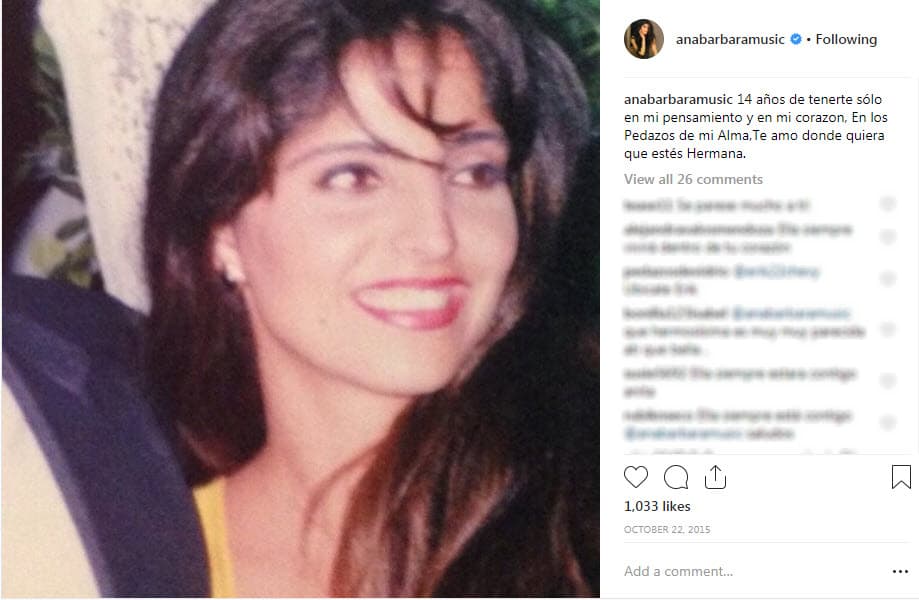 Durante varios años la actriz ha dedicado emotivos mensajes para su hermana a través de su cuenta de Instagram.