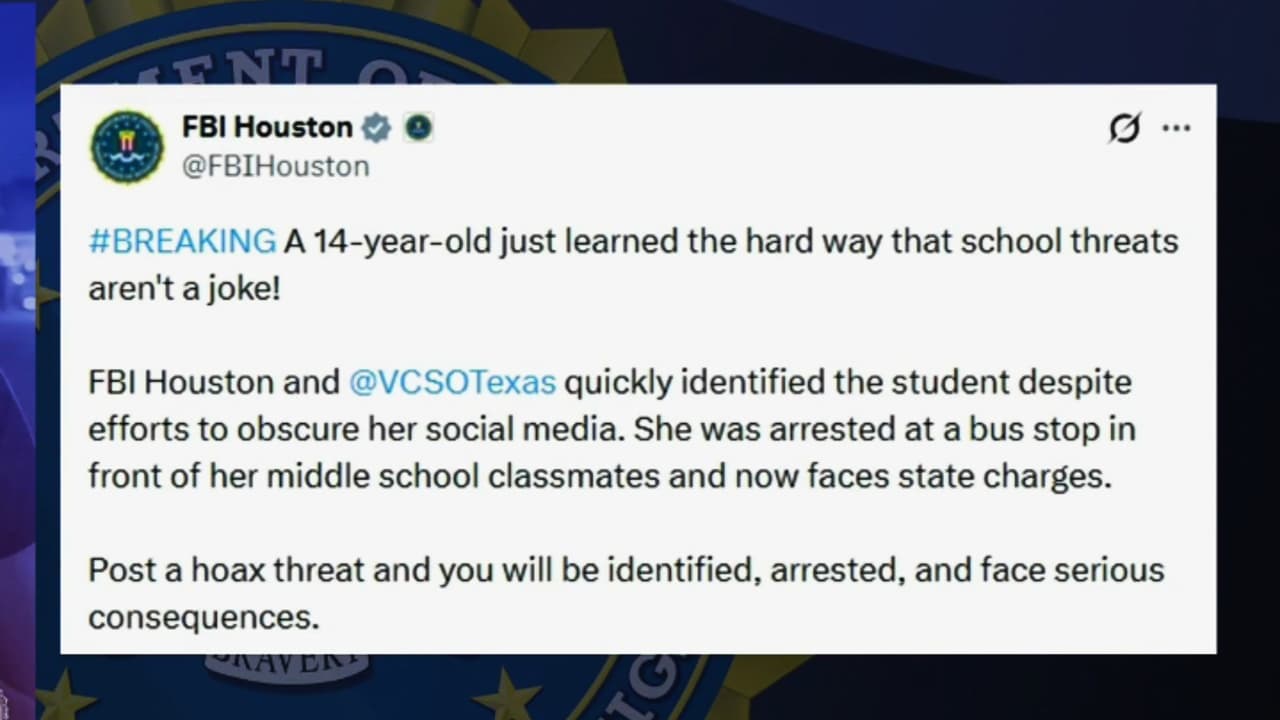 Arrestan a una estudiante de 14 años por supuesta amenaza falsa contra una escuela en Texas