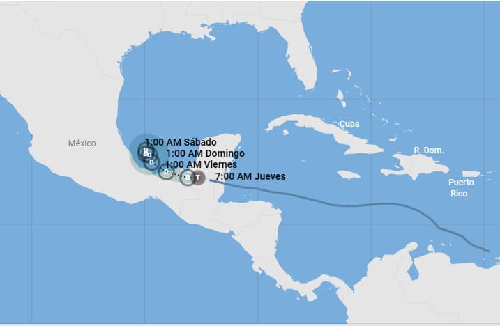 La tormenta tropical Lisa avanza sobre el sureste de México con vientos máximos de 40 millas por hora: sigue aquí su trayectoria