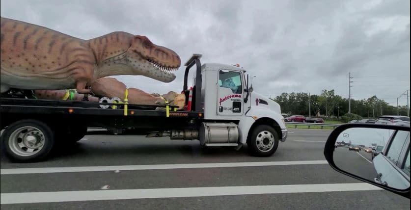 T-rex sorprende a automovilistas de Orlando sobre la Interestatal 4