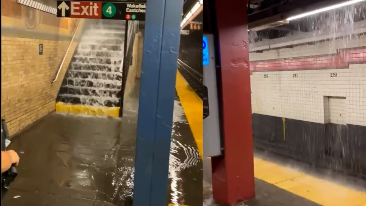Nueva York bajo el agua: la lluvia deja estaciones de metro sumergidas y carreteras inundadas