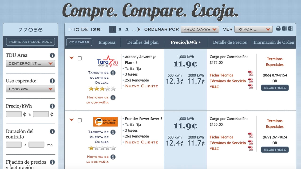 Ahí te aparecerá una lista de las compañías que ofrecen el servicio de electricidad en la zona donde vives.