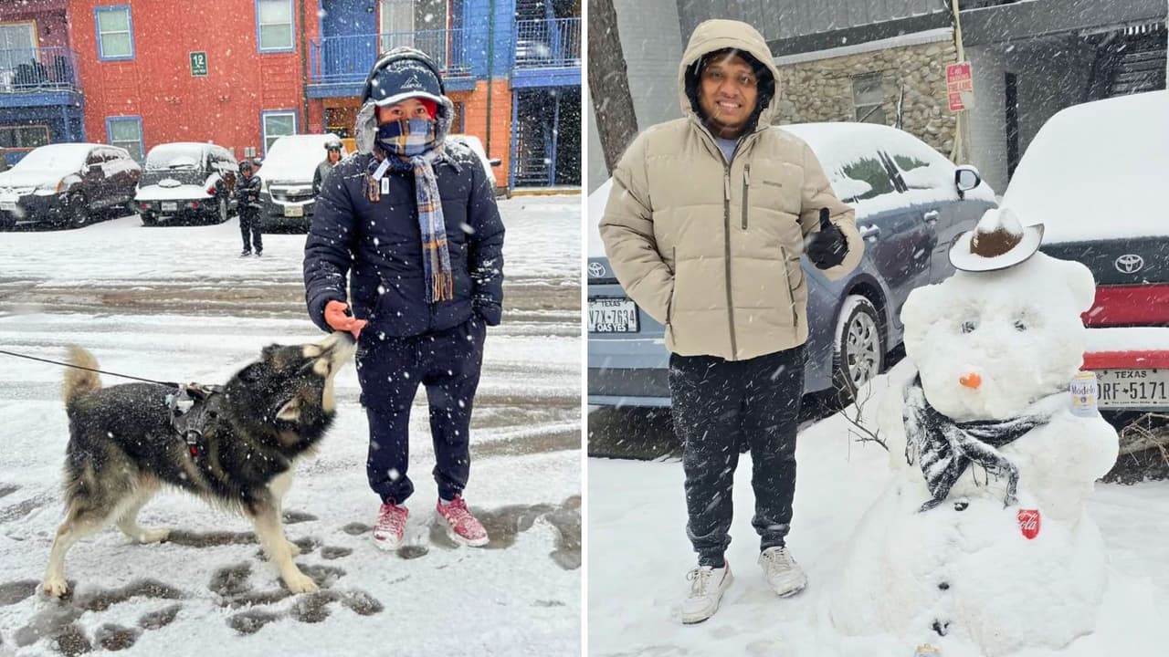 Bellaire y Harwin salieron muy temprano a disfrutar de la nieve que cubrió de blanco el área de Houston, mientras Julio Reyes sorprendió a todos con sus habilidades para hacer muñecos de nieve. 
<i>¡Un día lleno de diversión invernal en la ciudad!</i>