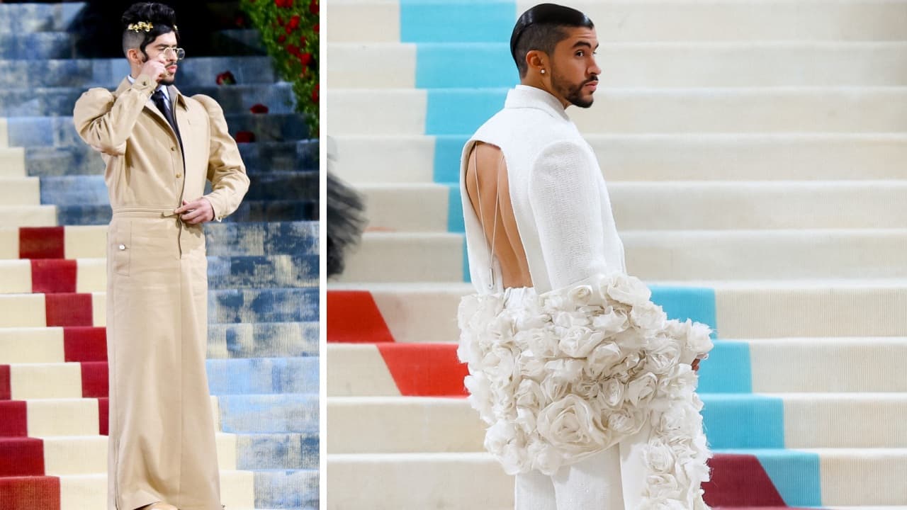 Bad Bunny usando falda y vestido.