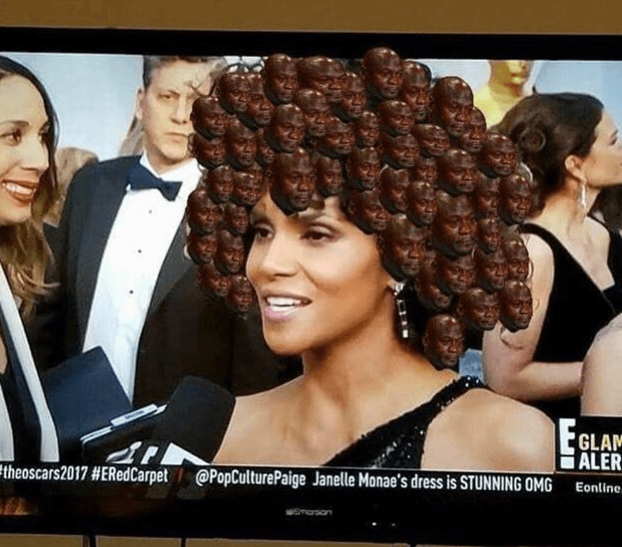 Con pequeños rostros del fenecido actor Michael Clarke Duncan recrearon su cabellera.