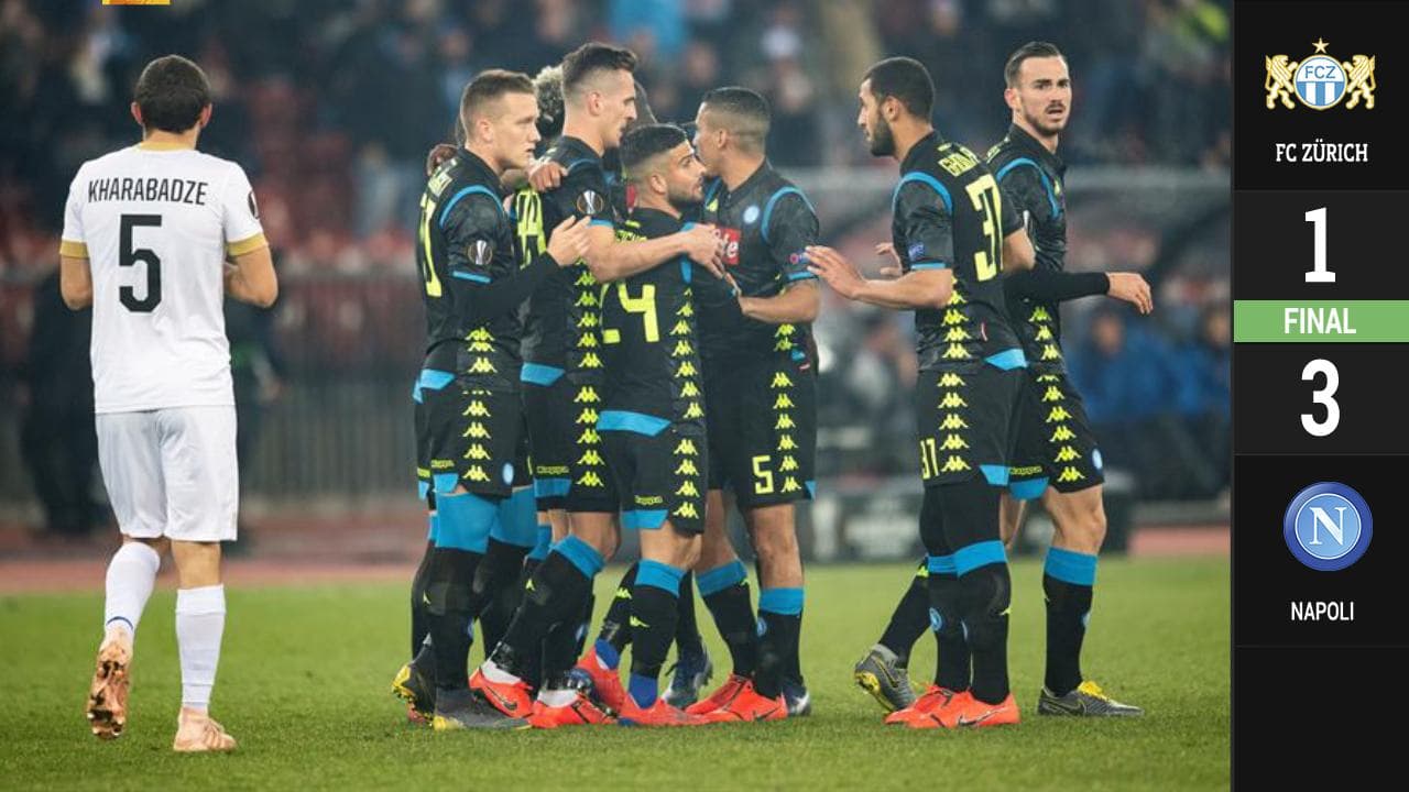 Con un pie en octavos: sin mucho esfuerzo, Napoli derrotó al FC Zürich a domicilio