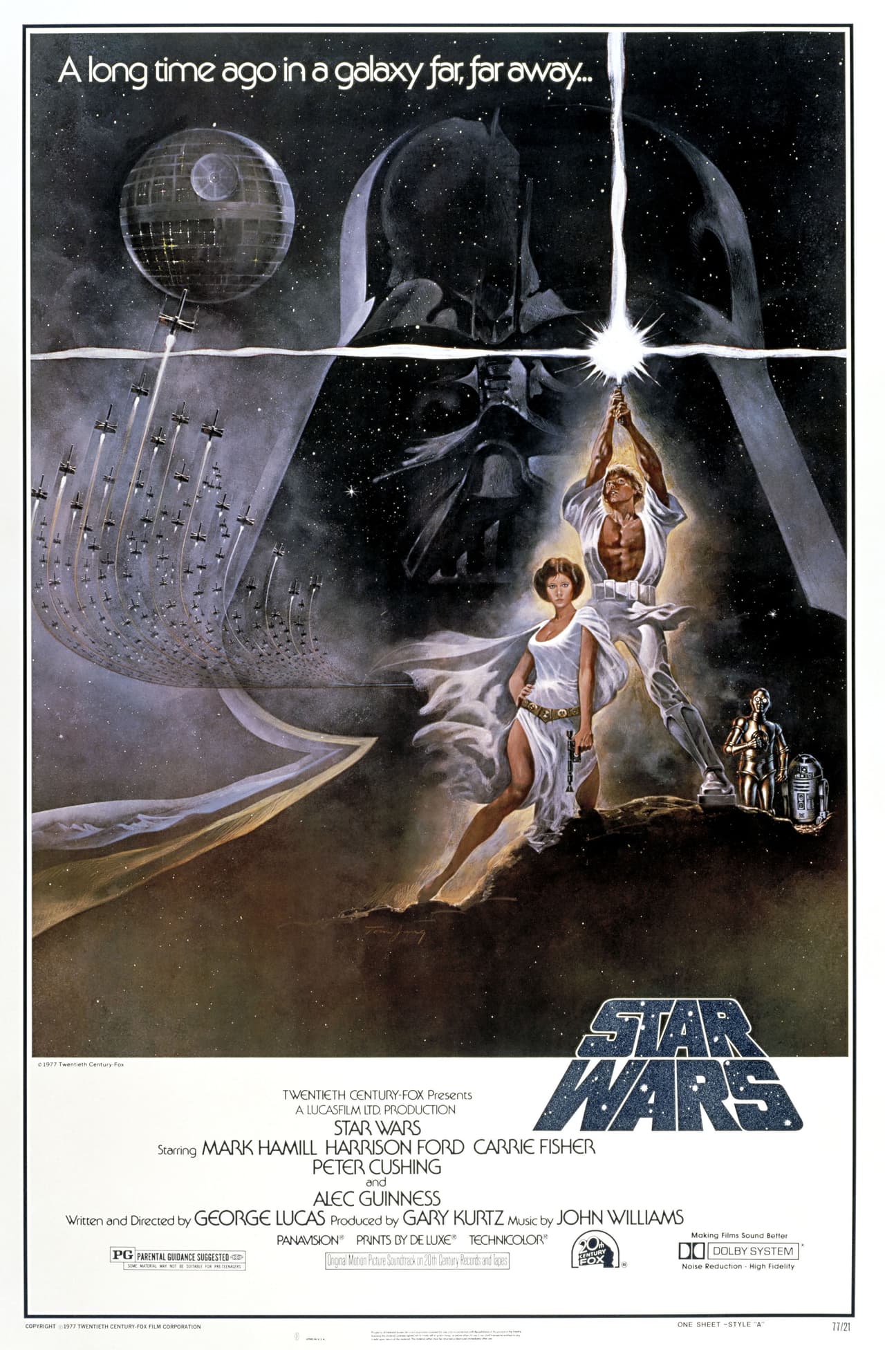El póster original de 'Star Wars'.
<br>La película terminó constando unos 11 millones de dólares, pero su éxito fue tan grande, que recaudó tan sólo en Estados Unidos más de 460 millones.