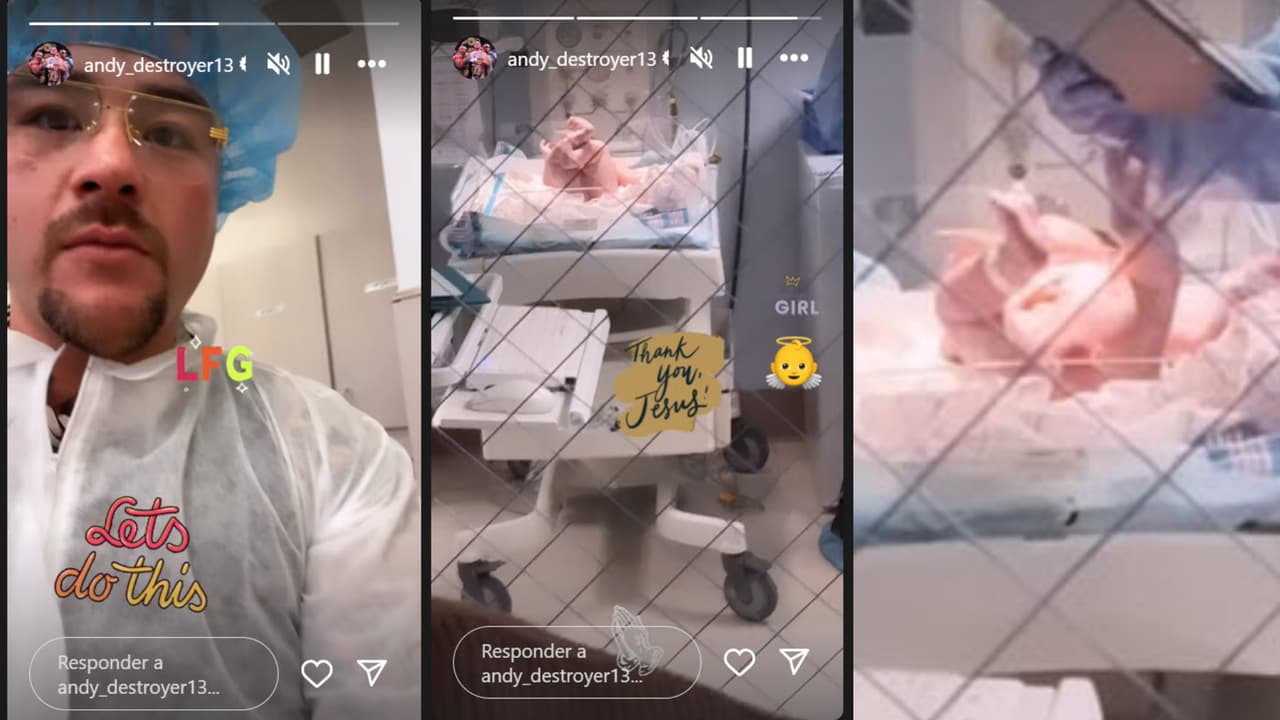 Andy Ruiz Jr. reveló desde el hospital que Mayeli Alonso tuvo una niña.