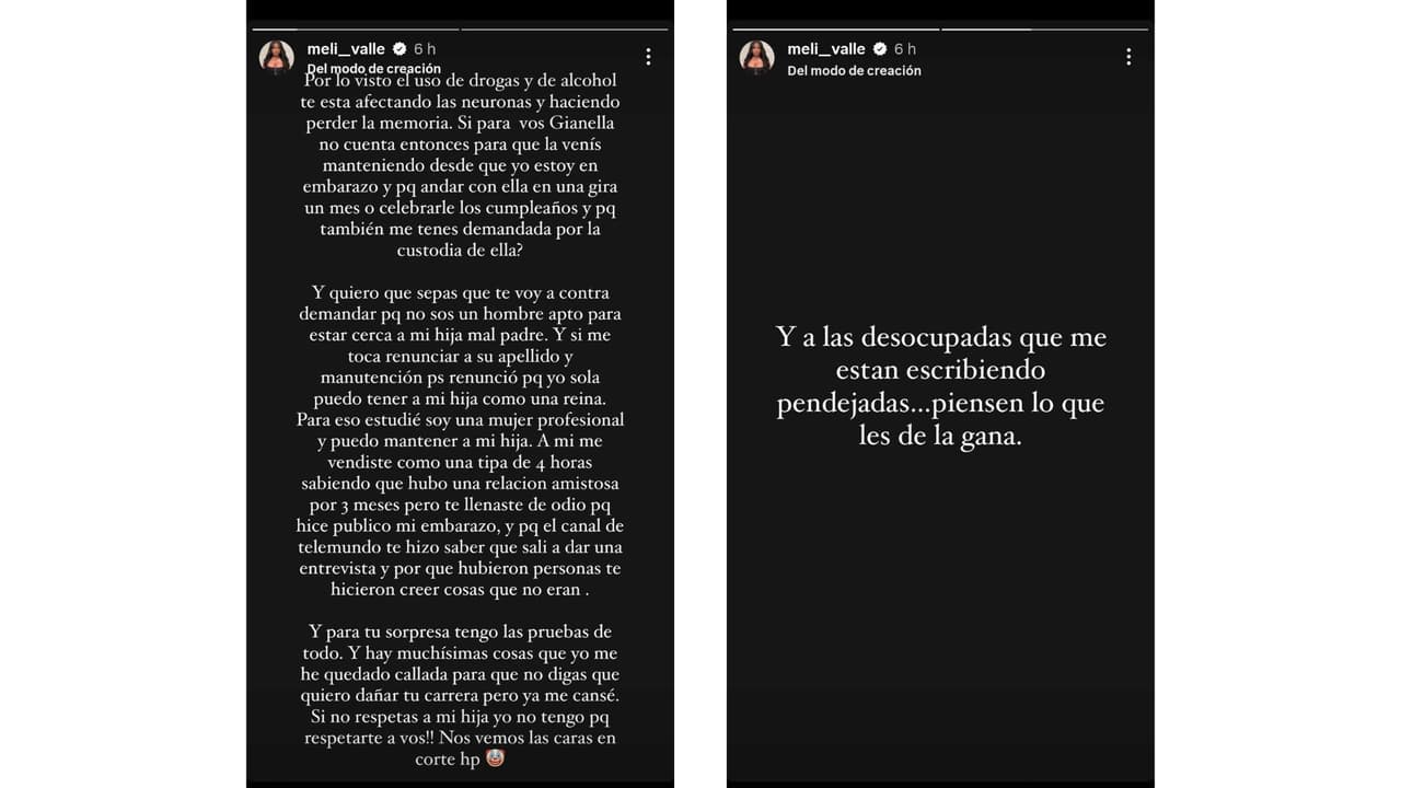 Melissa Vallecilla publicó estos mensajes en Instagram.