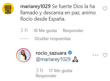 Sánchez Azuara también recibió muestras de apoyo de fanáticos en el mensaje donde anunció la muerte en Instagram y respondió a algunos por la misma vía.