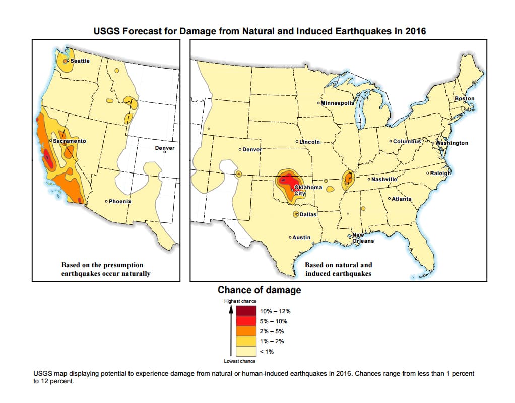 Proyecciones de USGS sobre posibles daños ocasionados por terremotos en California y más regiones de EEUU.
