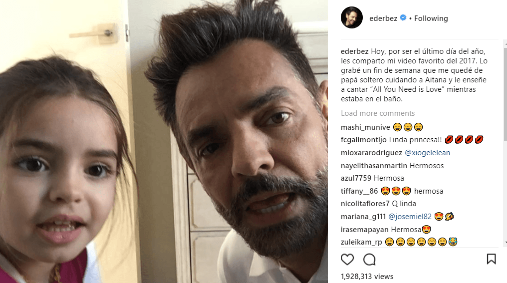 El 2017 llegó a su fin y con el un poco de nostalgia al recordar los momentos maravillosos que vivimos, tal como lo hizo Eugenio Derbez al compartir un video junto a su hija Aitana.
<br>