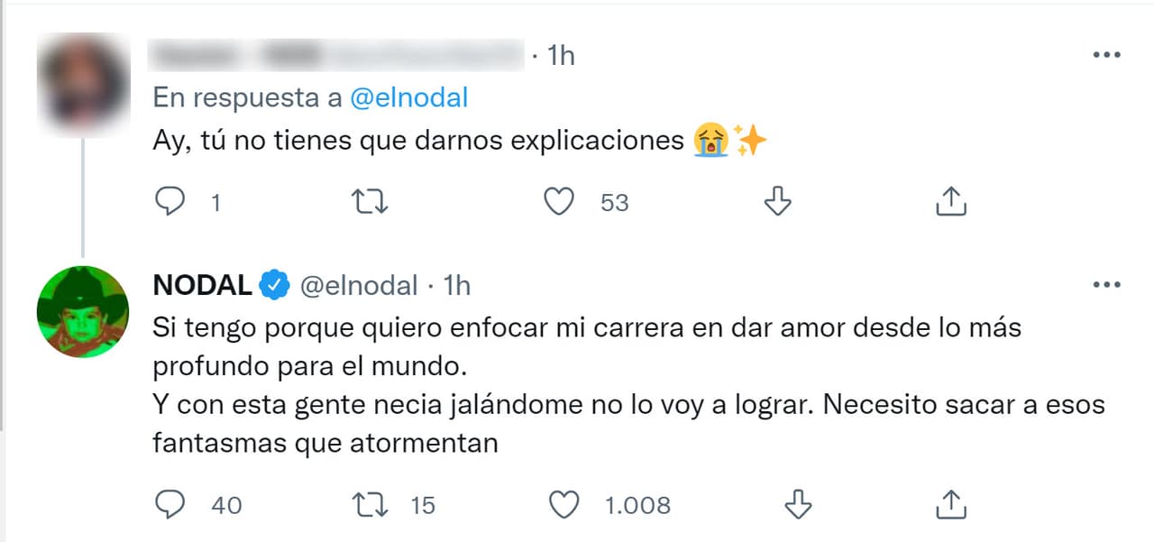 En otro tuit expuso que lo que publicó lo hace porque ahora quiere "enfocarse" en su carrera: "
<b>Con esta gente jalándome</b>, no lo voy a lograr". 
<br>