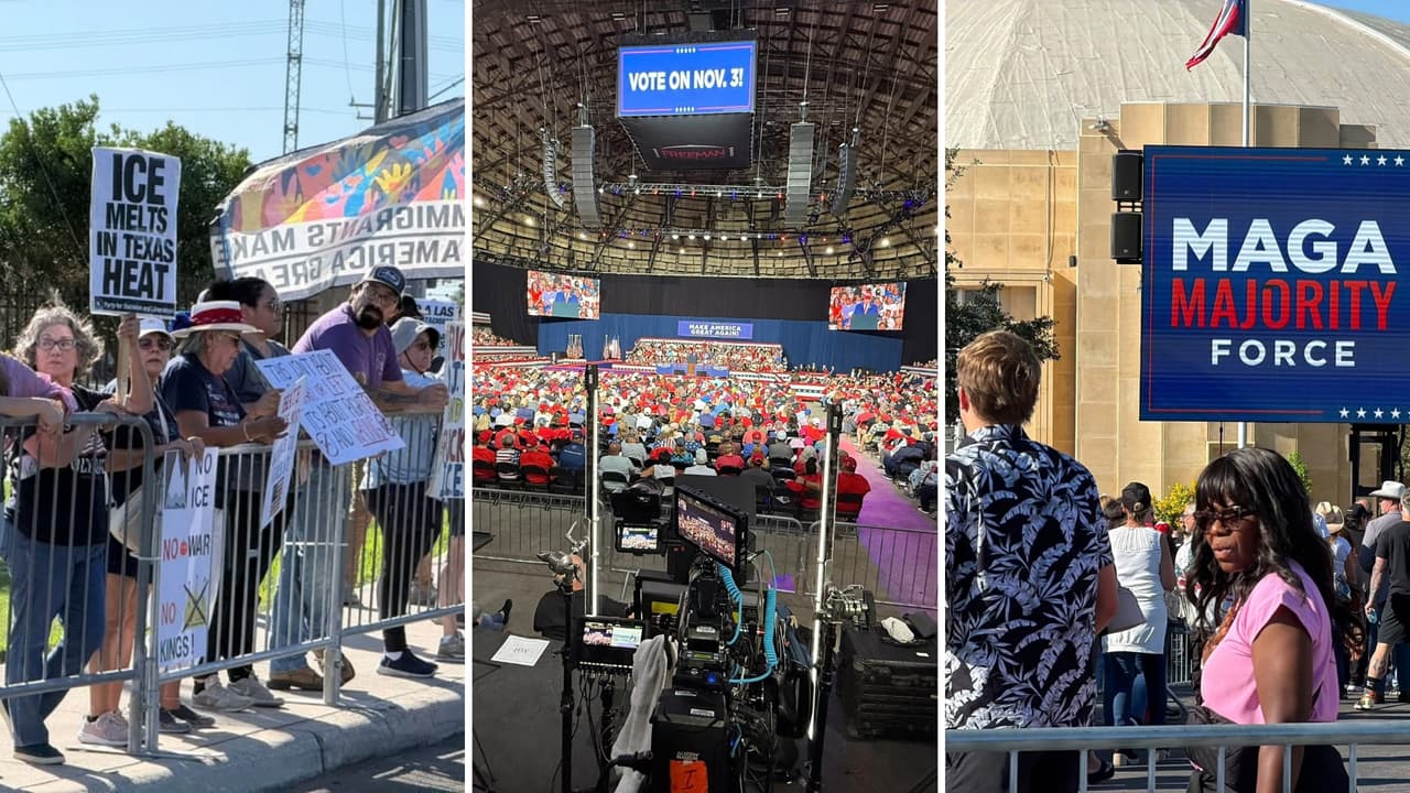 <b><a href="https://www.univision.com/local/san-antonio-kwex/donald-trump-llegara-a-san-antonio-como-parte-de-su-gira-previa-a-las-elecciones-manifestantes-lo-esperan-con-reclamos-video">La visita de Donald Trump a San Antonio para participar en un evento</a></b> en el Freeman Coliseum generó una amplia movilización de la comunidad al interior y fuera del recinto. Donde cientos de personas se reunieron para mostrar su apoyo o rechazo a la administración federal.