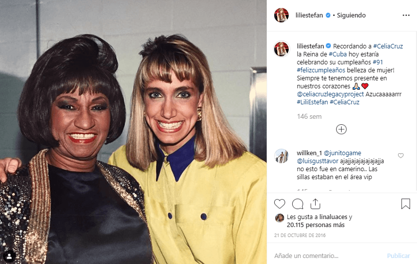El 21 de octubre de 2016, compartió esta fotografía con la cantante cubana para recordar el que hubiera sido su cumpleaños 91.