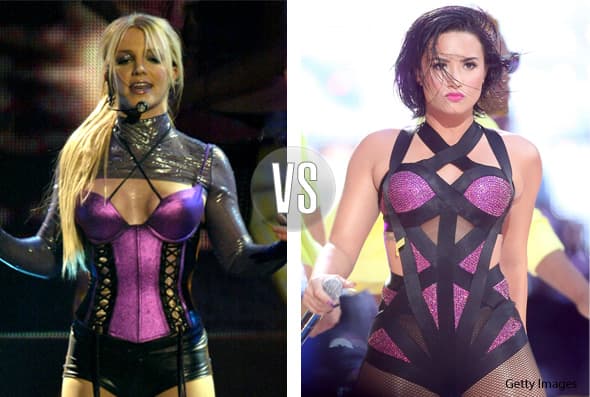 ¿Coincidencia? Los trajes de Britney y Demi Lovato parece que fueron hechos por la misma persona.