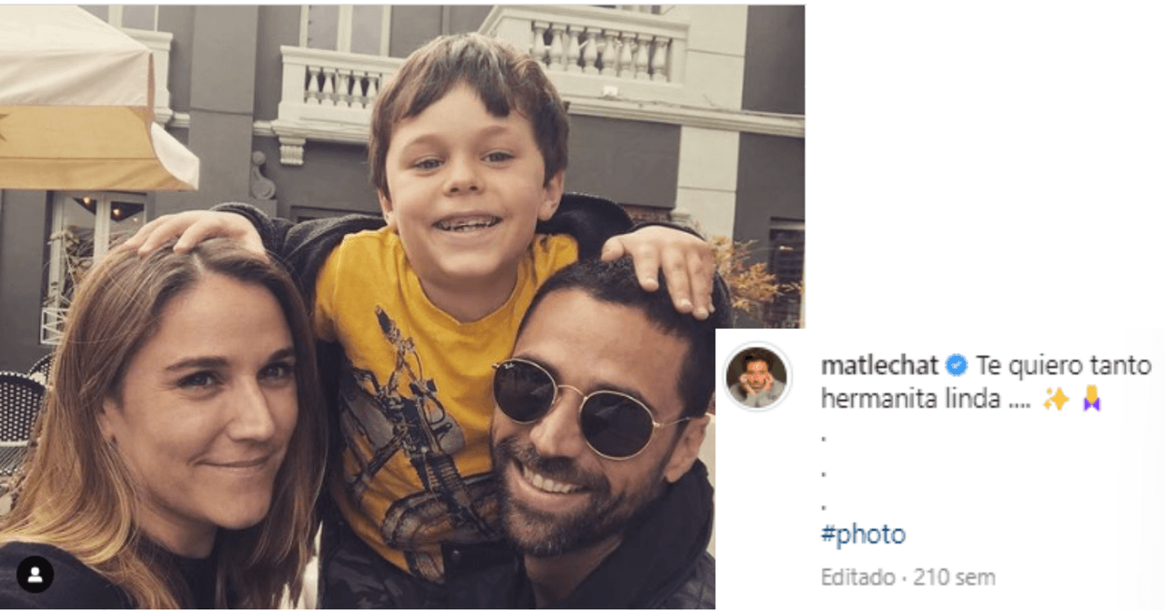 Matías Novoa con su hermana e hijo