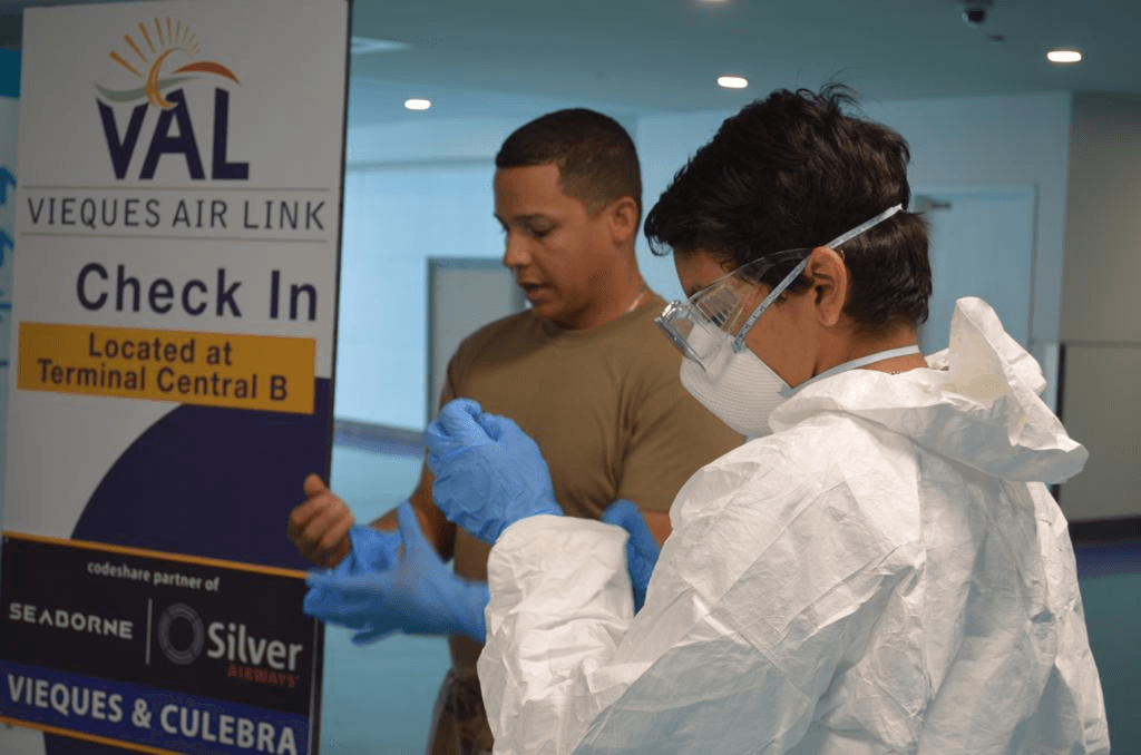 Guardia Nacional de Puerto Rico enfrenta al coronavirus en el aeropuerto Luis Muñoz Marín