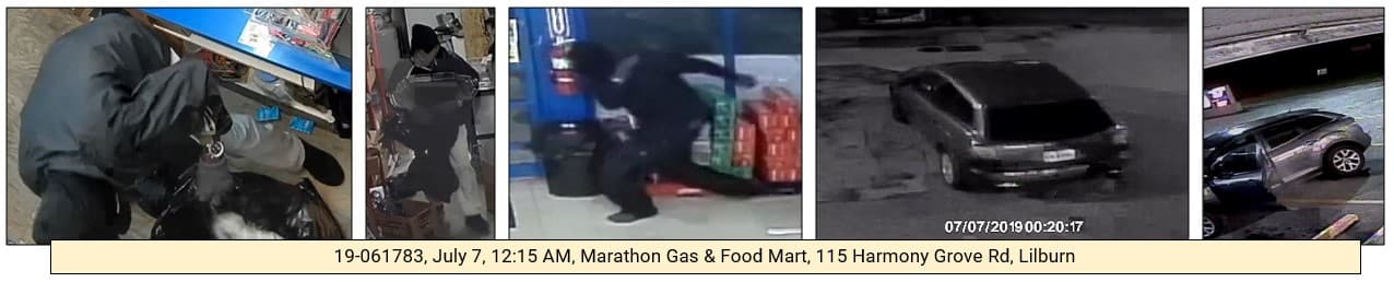 El 7 de julio el atraco se llevó a cabo en una tienda Marathon en el 115 de Harmony Grove Road, en Lilburn.
