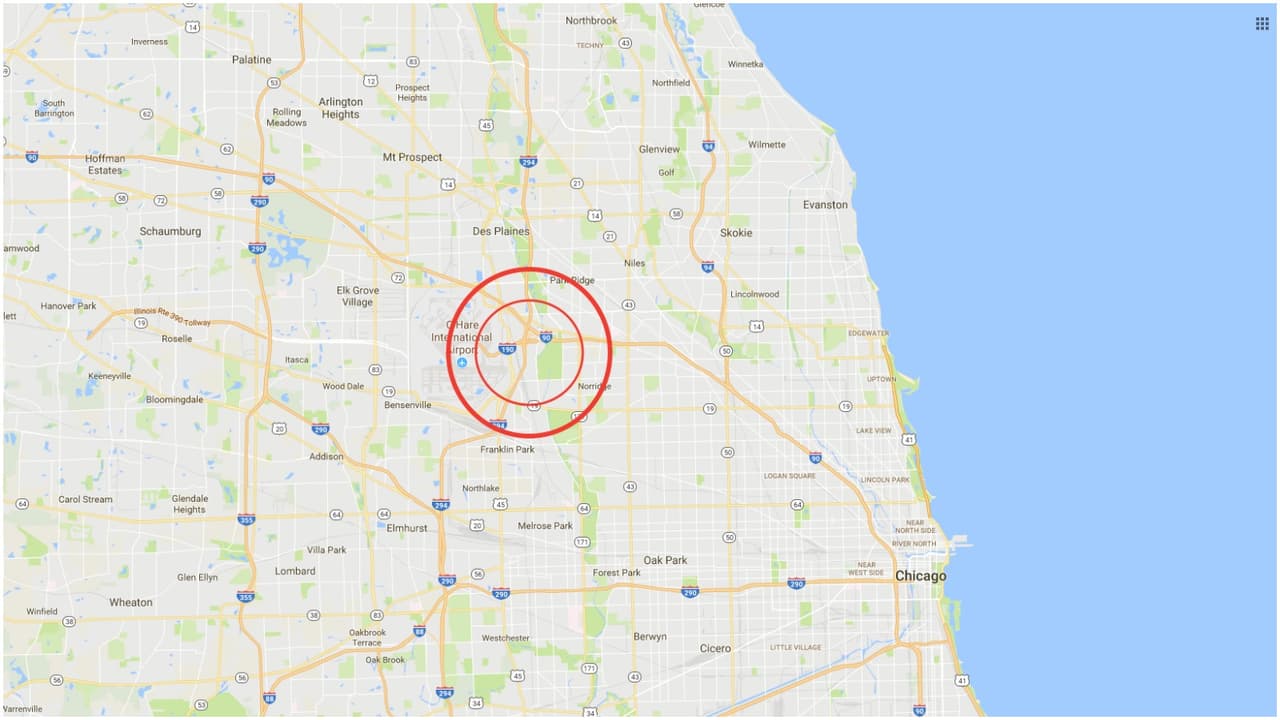 <b>9. Chicago, Illinois.</b>
<br>
<br>Autopista I-90 a la altura de la autopista I-190 cerca del Aeropuerto Internacional O'Hare.