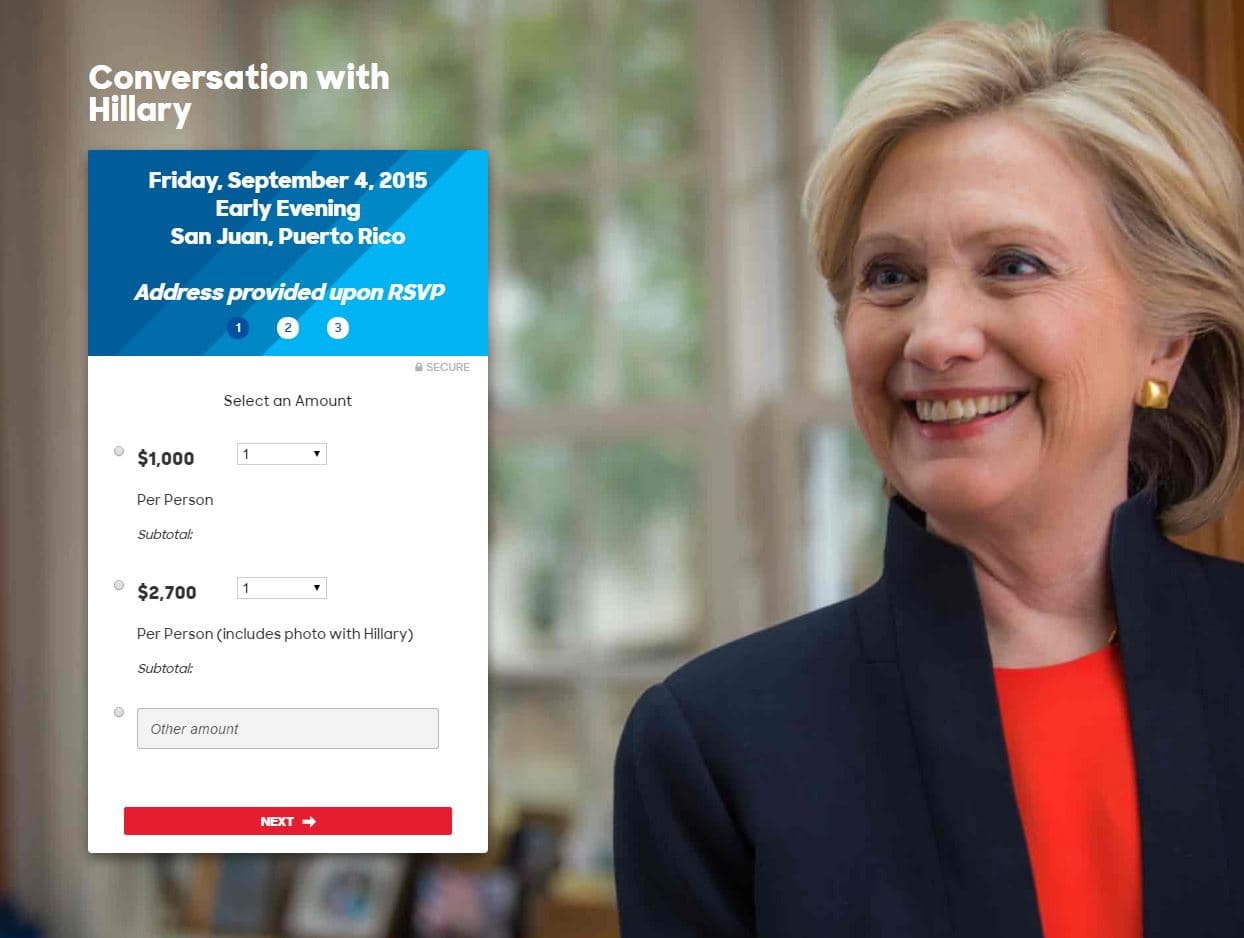 Actividad recaudación fondos de Clinton en PR