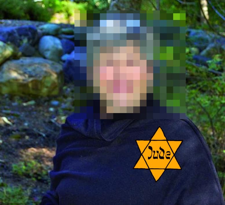 Una foto publicada en The Daily Stormer identificando a una mujer judía en Whitefish, Montana.