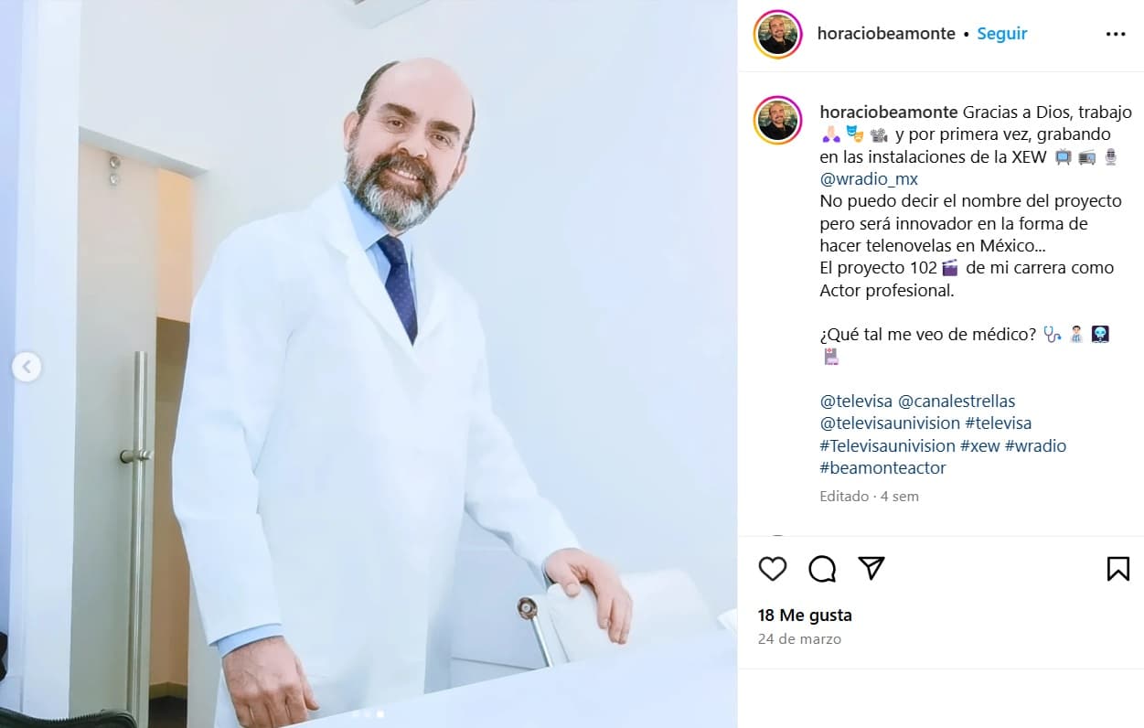 Horacio Beamonte grabó una telenovela un mes antes de la caída de su salud.